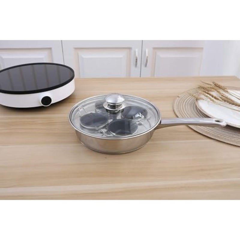 4 Cups Egg Poacher Pan - Stainless Steel Poached Egg Cooker Induction Cooktop Egg Poachers Cookware Set with 4 Nonstick Large PFOA FREE Egg Poacher Cups and Silicone Spatula - Image 5