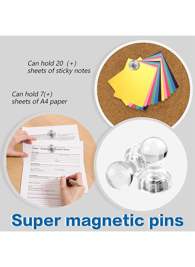 20 قطعة من مغناطيسات الدبوس المغناطيسية للثلاجة، مغناطيسات خريطة متعددة الاستخدام مع صندوق شفاف، دبابيس مغناطيسية للوحة إعلانات تقاويم الثلاجة في الفصل الدراسي (شفاف) - Image 4