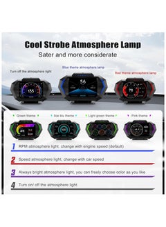 Generic HUD Heads Up Display for Car, OBD Multi-Data Monitor Digital Speedometer Head Up Display, Overspeed Alarm RPM Water Temperature Turbo Pressure Smart Gauge for Most Vehicles After 200  - Image 4