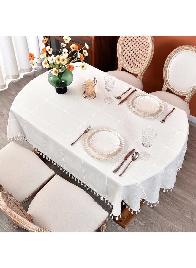 Monibana Plaid Farmhouse Tablecloth Checkered Cotton Linen Heavy Weight Table Covers Cloths - Image 3