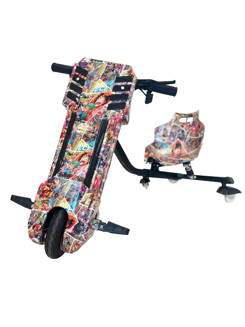 kids 3-Wheel Drift Scooter with Fire and Ice Design, Black Frame36V4-10 years (brown)