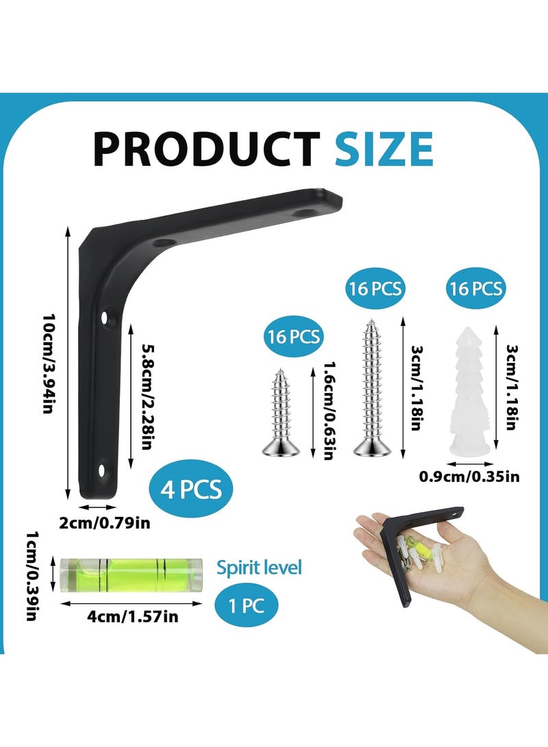 CMGTYYD 4Pcs L-shaped wall bracket - 4 Inch Heavy Duty L Shape Right Angle Corner Brace Bracket for Shelves L Bracket Wall Mounted Shelf Support for Floating Shelves, Bookshelf Wall and Garden Shelf - Image 5