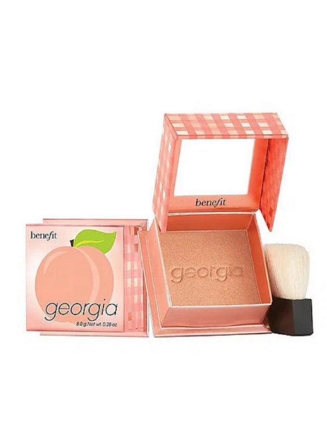 Benefit Georgia Golden Peach Blush - Soft Golden Peach Luminous Finish with Mirror & Brush - 8g - Image 1