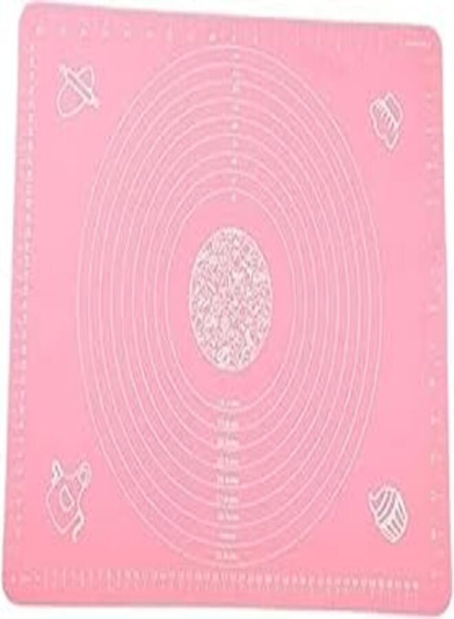 Extra Large Silicone Baking Mat for Pastry Roll with Measurement Marks, Heat Resistant Reusable Baking Mat for Housewives (Pink), 2pcs 50 * 40cm