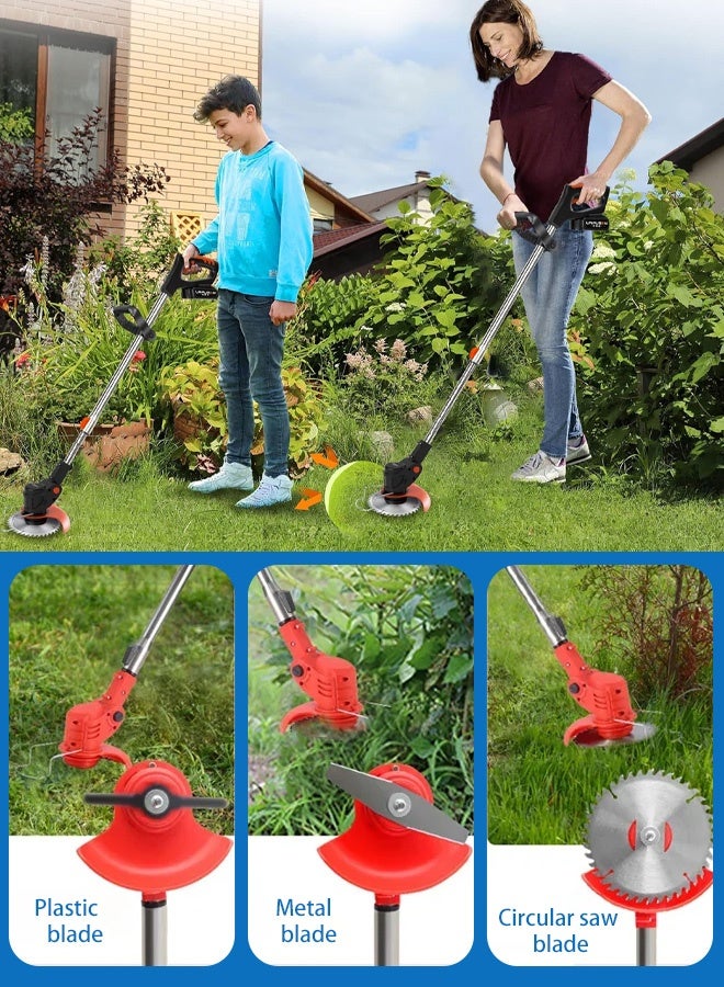 Generic Rechargeable Lawn Mower Home Use Retractable Home Garden Trimmer for Lawn and Garden With Quick Charger and Three Blades  - Image 1