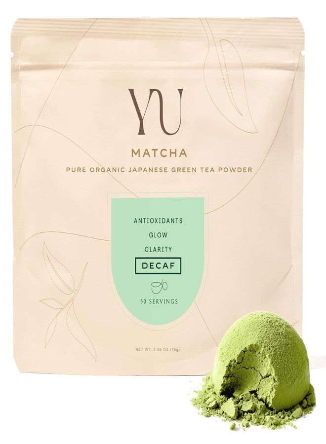 Yu Tea Organic Decaf Matcha Powder Ceremonial Grade, 50 Servings | Rich in Antioxidants & L-Theanine, Low Caffeine | Unsweetened Grade A Japanese Green Tea Powder | Resealable Pouch, 2.65 oz - Image 1