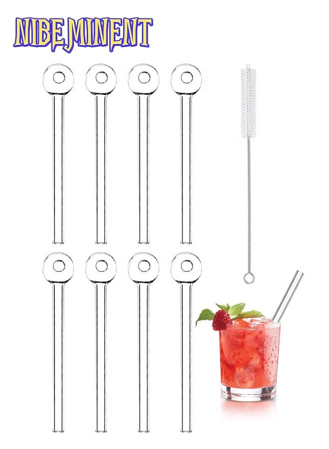 NIBEMINENT Breakproof Glass Straws - Durable Reusable Glass Straws 8 Pack with 1 Cleaning Brush for Drinks, Herbs, Smoothies, Aromatherapy（Transparent Color） - Image 1
