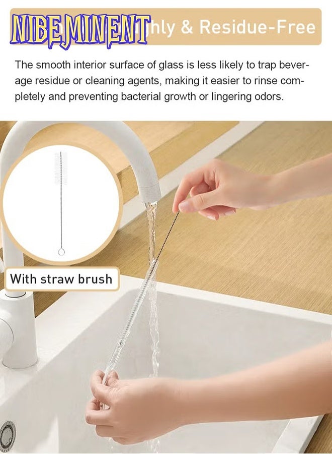 NIBEMINENT Breakproof Glass Straws - Durable Reusable Glass Straws 8 Pack with 1 Cleaning Brush for Drinks, Herbs, Smoothies, Aromatherapy（Transparent Color） - Image 3