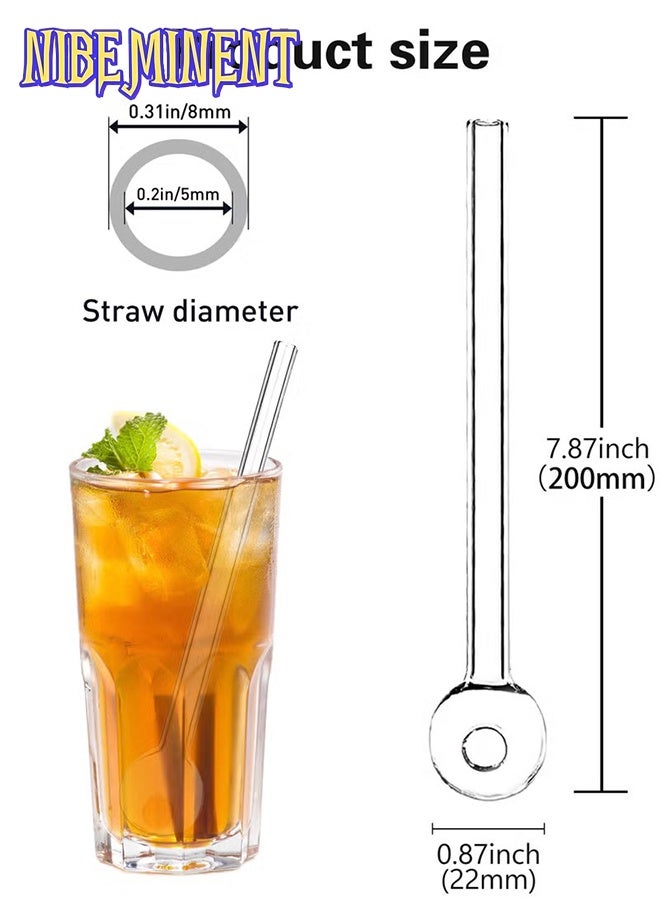 NIBEMINENT Breakproof Glass Straws - Durable Reusable Glass Straws 8 Pack with 1 Cleaning Brush for Drinks, Herbs, Smoothies, Aromatherapy（Transparent Color） - Image 2