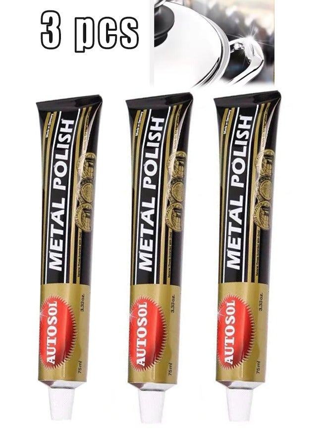 أوتو سول 3 قطع من ملمع المعادن Autosol الألماني للتكنولوجيا للكروم والنحاس، 75 مل لكل قطعة - Image 1