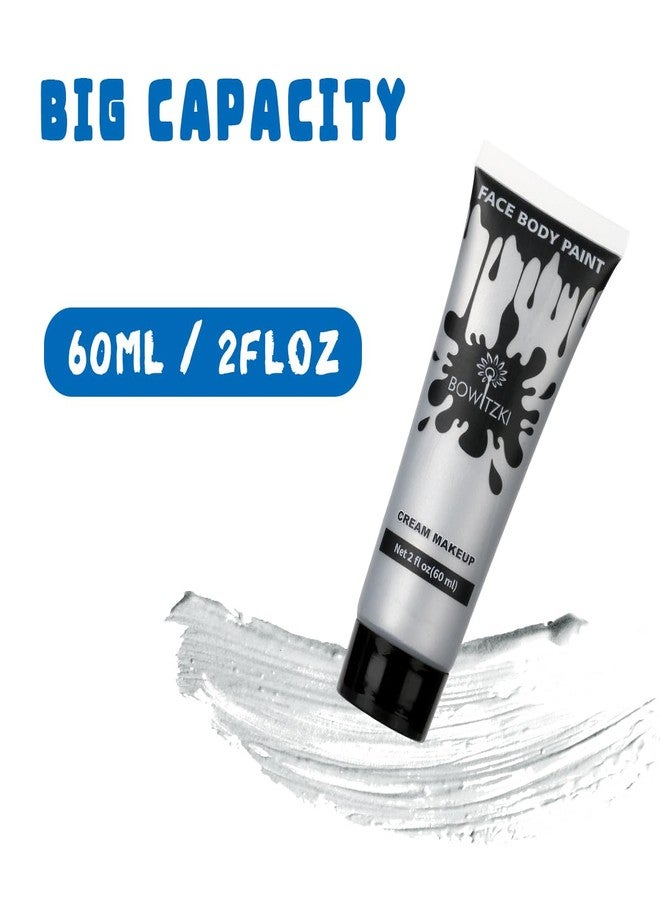 Bowitzki Face and Body Paint 2oz Cream Makeup 60ml Water Based Face Painting Special Effects For Adults Children Kids Halloween Christmas Party Stage Cosplay (Silver) - Image 3