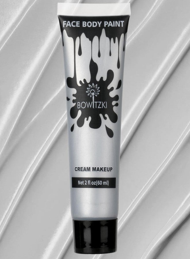 Bowitzki Face and Body Paint 2oz Cream Makeup 60ml Water Based Face Painting Special Effects For Adults Children Kids Halloween Christmas Party Stage Cosplay (Silver) - Image 1