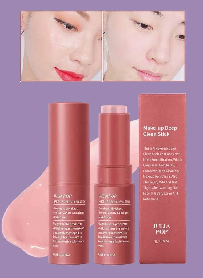 JULIA POP عصا تنظيف عميق للمكياج لتنظيف وتجديد الوجه والجسم مزيل مكياج عصا مرطب للزيت مزيل أحمر الشفاه عصا منظف الوجه بلسم - Image 1