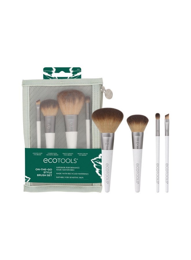 Ecotools On-The-Go Makeup Brush Kit, Travel-Friendly Brush Set, Mini-Size Makeup Tools For Powders, Blush, Bronzer, & Eyeshadows, Eco-Friendly, Synthetic Bristles, Cruelty-Free & Vegan, 5 Piece Set - Image 1