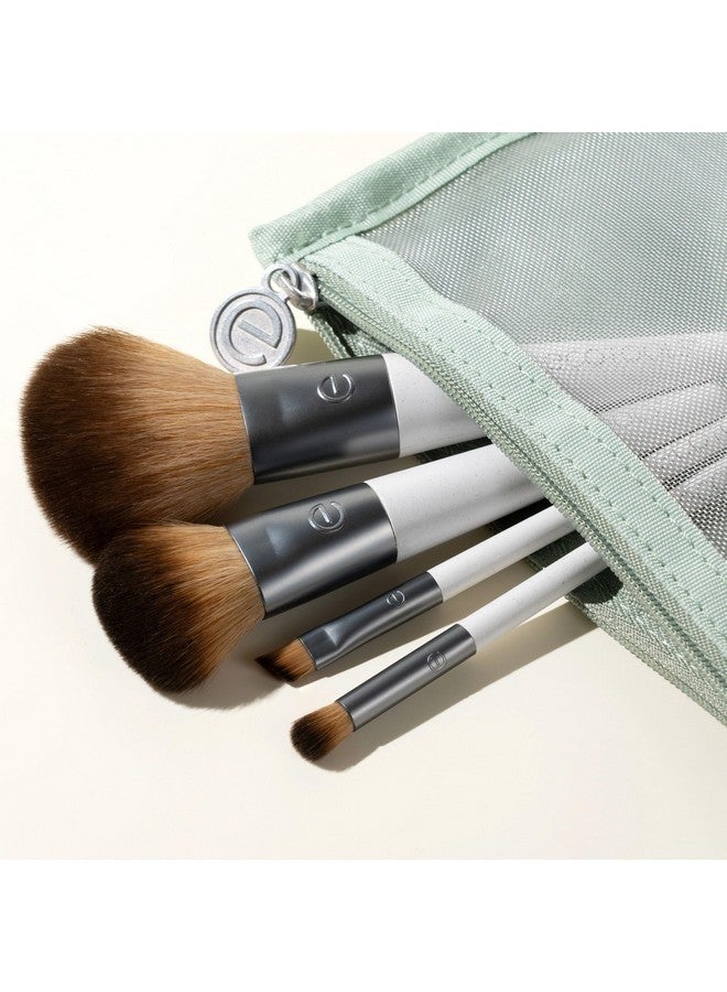 Ecotools On-The-Go Makeup Brush Kit, Travel-Friendly Brush Set, Mini-Size Makeup Tools For Powders, Blush, Bronzer, & Eyeshadows, Eco-Friendly, Synthetic Bristles, Cruelty-Free & Vegan, 5 Piece Set - Image 4