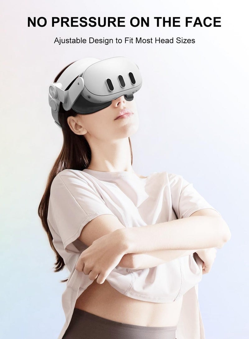 Head Strap for Meta Quest3 Comfortable VR Accessories with Adjustable Design Support Face Protective Pad Cover Replacement Headset Accessory Elite Headstrap Replacement for Meta Oculus Quest3 White - Image 5