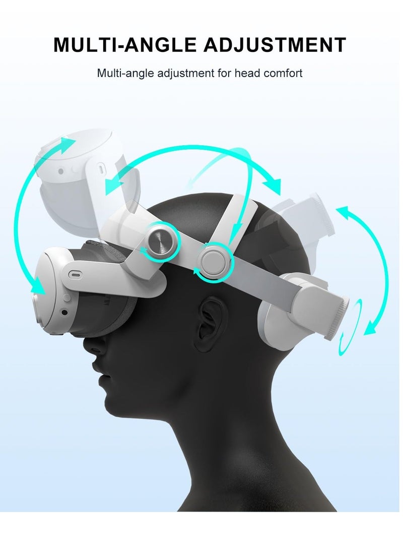 Head Strap for Meta Quest3 Comfortable VR Accessories with Adjustable Design Support Face Protective Pad Cover Replacement Headset Accessory Elite Headstrap Replacement for Meta Oculus Quest3 White - Image 3