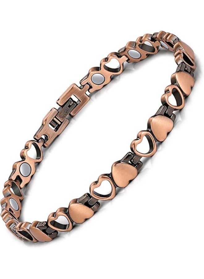 Copper Bracelet for Women 99.99% Solid Copper Magnetic Bracelets, Unique X Shape Links, Magnetic Field Therapy Jewelry Gifts - Image 1