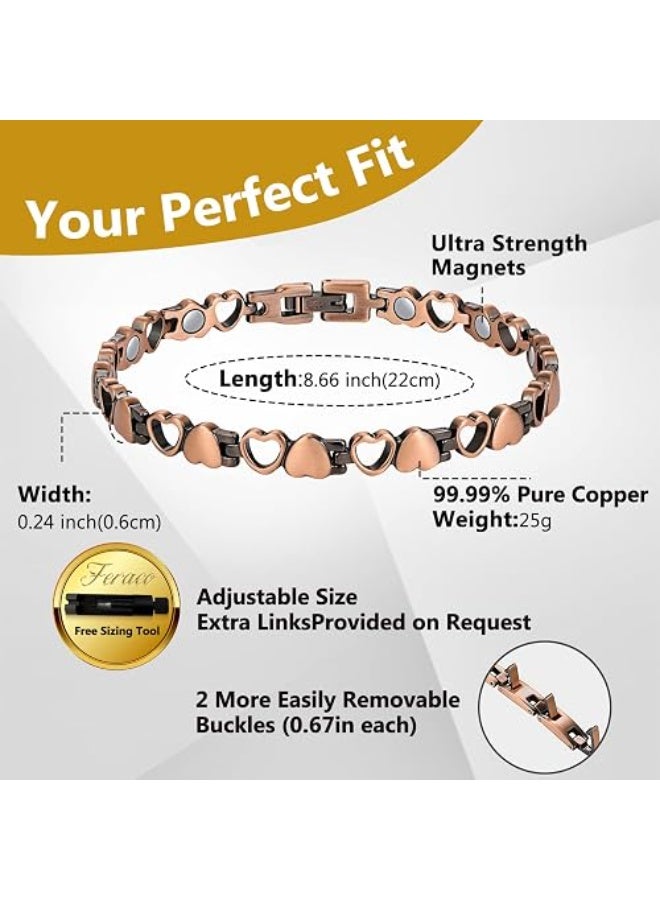 Copper Bracelet for Women 99.99% Solid Copper Magnetic Bracelets, Unique X Shape Links, Magnetic Field Therapy Jewelry Gifts - Image 5