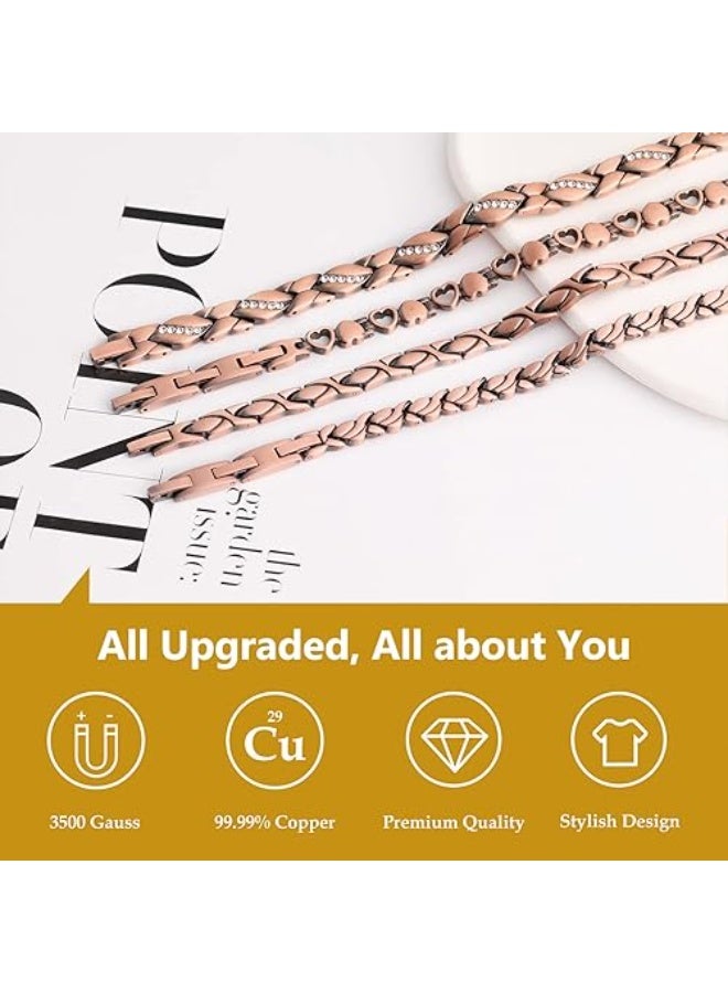 Copper Bracelet for Women 99.99% Solid Copper Magnetic Bracelets, Unique X Shape Links, Magnetic Field Therapy Jewelry Gifts - Image 4