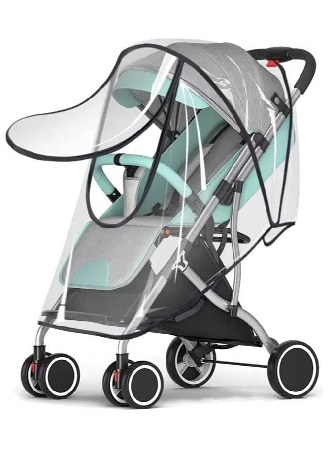SYOSI Universal Baby Stroller Windproof Cover for Pram Pushchair Buggy Clear Rain Water Dust Snow Protection Jogging Travel Toddlers Canopy Weather Shield Strollers Easy to Install Remove  - Image 1