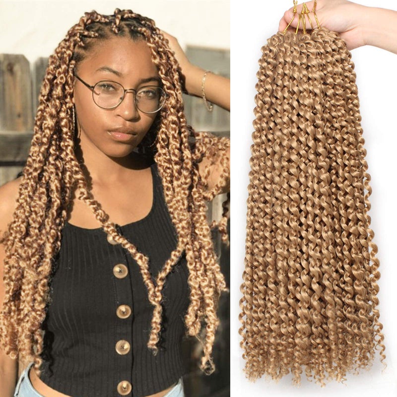 Leeven 24 Inch 7 Packs Water Wave Passion Twist Crochet Hair Blonde Hot Water Setting Synthetic Passion Twists Crochet Braids Hair for Butterfly Locs 126 Strands 27