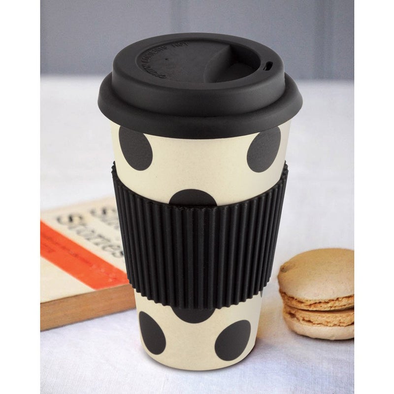 Freelance Bamboo Fibre Eco Travel Mug, 400ml, Black - Coffee Mugs with Silicon Lid & Sleeve - Eco-Friendly Sustainable Bamboo Fiber Cup for Hot/Cold Drinks - Ideal for Travel, Office, Home Use - Image 4