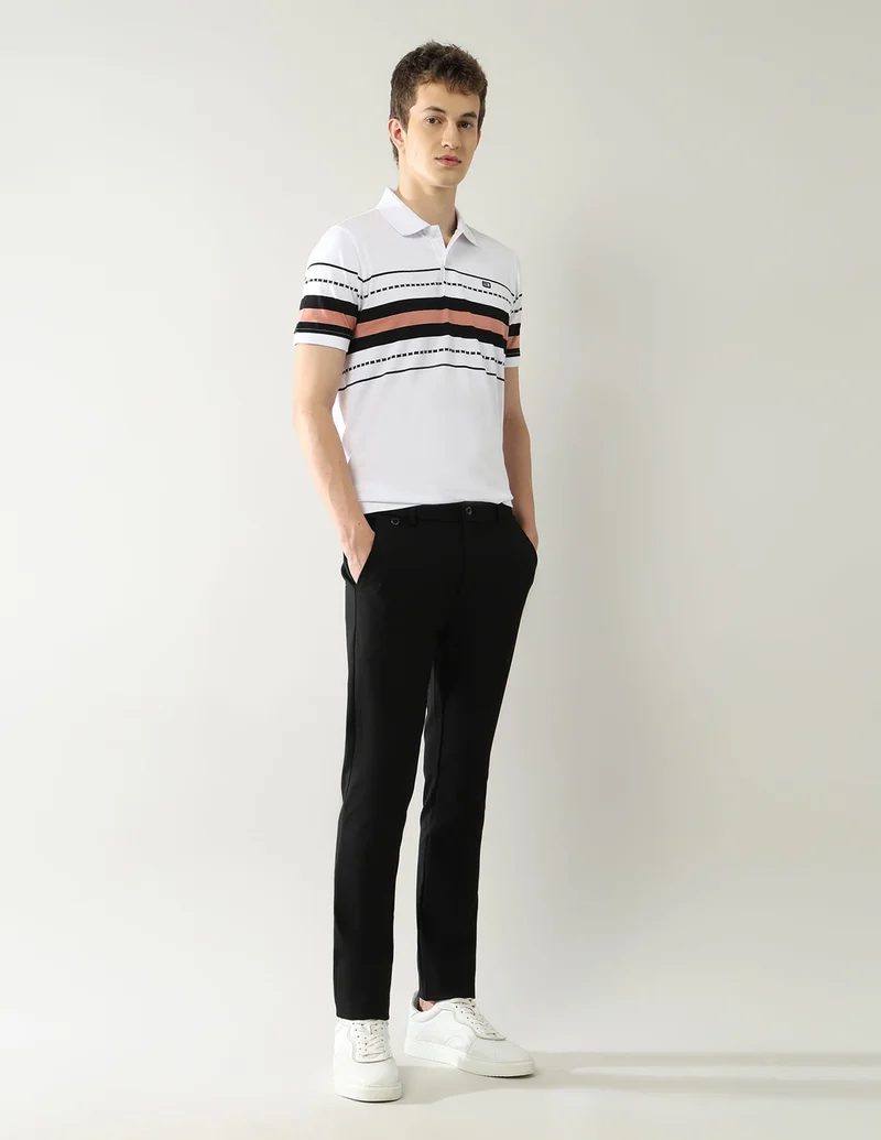 Arrow Black Slim Fit Knitted Autoflex Trousers for Men | Best Price UAE