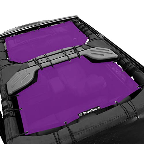 Shadeidea JK Sun Shade Top Compatible with Jeep Wrangler JKU Top Sunshade Soft Mesh Roof Cover (2007-2018)- Wind Noise UV Blocker -10 Year Warranty -4 Door -Purple -Front&Rear (2 pcs) - Image 1