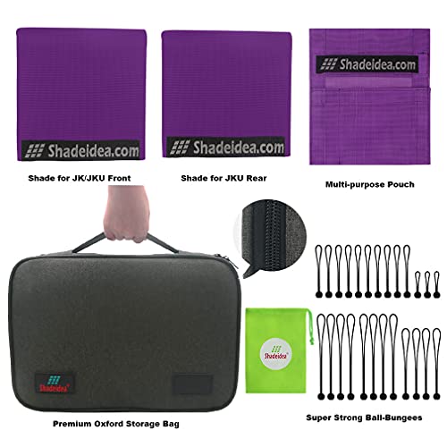 Shadeidea JK Sun Shade Top Compatible with Jeep Wrangler JKU Top Sunshade Soft Mesh Roof Cover (2007-2018)- Wind Noise UV Blocker -10 Year Warranty -4 Door -Purple -Front&Rear (2 pcs) - Image 5