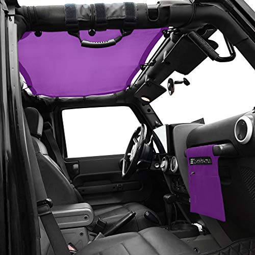 Shadeidea JK Sun Shade Top Compatible with Jeep Wrangler JKU Top Sunshade Soft Mesh Roof Cover (2007-2018)- Wind Noise UV Blocker -10 Year Warranty -4 Door -Purple -Front&Rear (2 pcs) - Image 2
