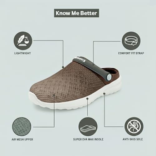 KazarMax Wanderer Brown Clogs Sandals for Men -8 UK - Image 2