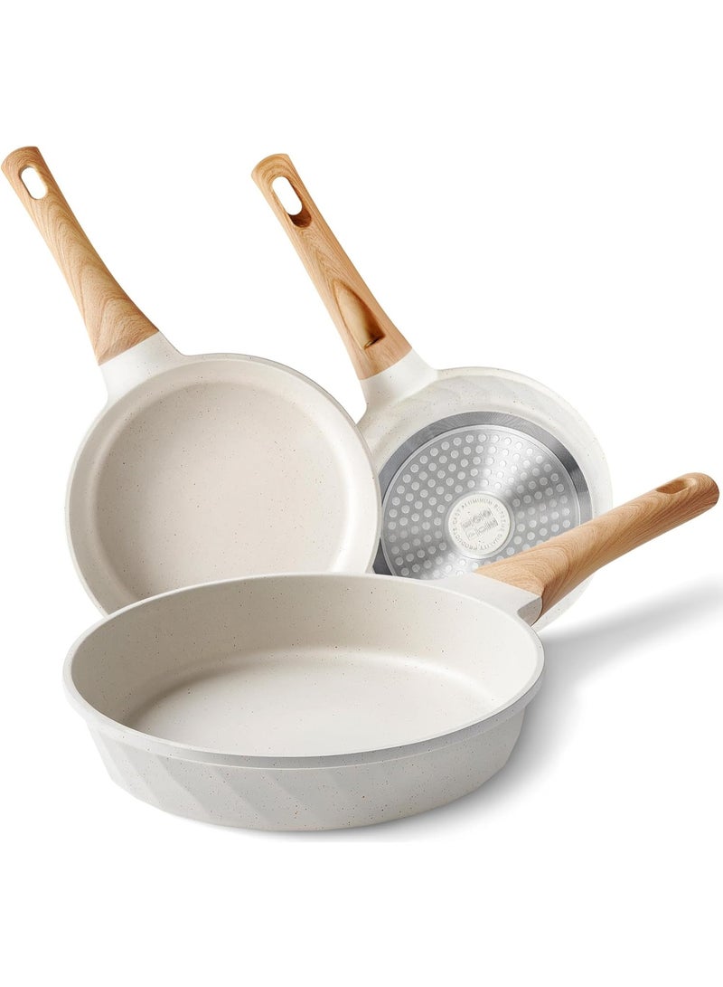 Caannasweis Nonstick Granite Frying Pan Skillet,20cm/24cm/28cm Non Stick Omelette Frying Pans , Omelet Egg Pan, Stone Cookware Chef's Pan,Bakelite Handle Compatible With Hot Plate, Halogen, Ceramic And Gas Stovetops Induction Compatible, PFOA Free，Dishwasher Safe - Image 1