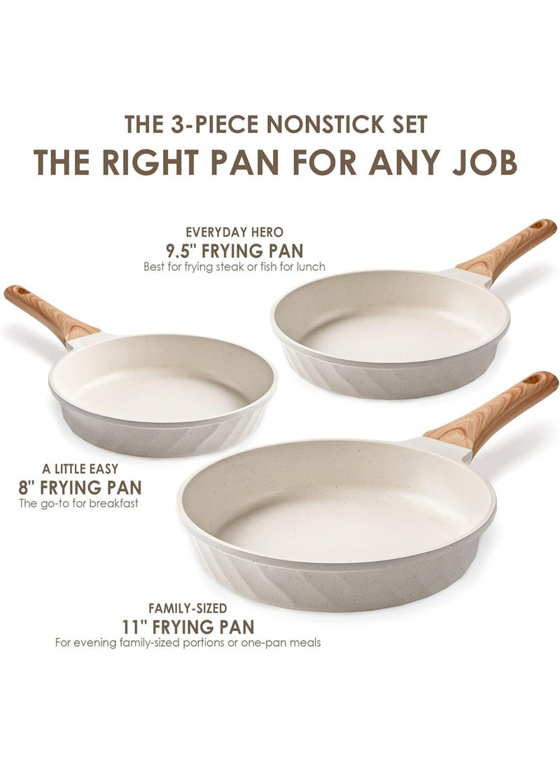 Caannasweis Nonstick Granite Frying Pan Skillet,20cm/24cm/28cm Non Stick Omelette Frying Pans , Omelet Egg Pan, Stone Cookware Chef's Pan,Bakelite Handle Compatible With Hot Plate, Halogen, Ceramic And Gas Stovetops Induction Compatible, PFOA Free，Dishwasher Safe - Image 2