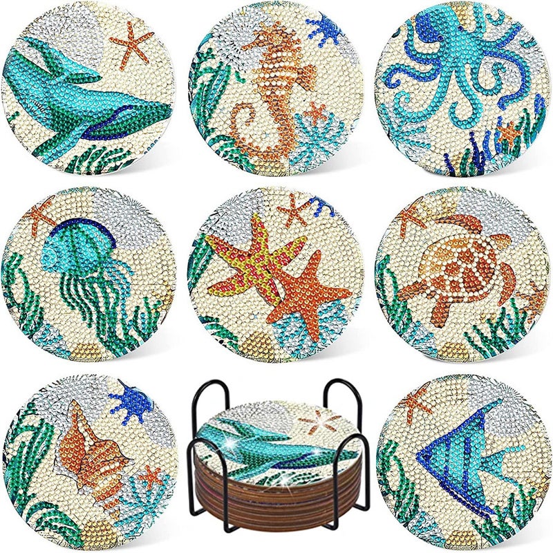 Christmas Coaster Diamond Painting Diy Round Full Diamond Wooden Placemat, While Stocks Last - Image 1