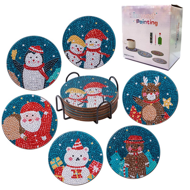 Christmas Coaster Diamond Painting Diy Round Full Diamond Wooden Placemat, While Stocks Last - Image 5