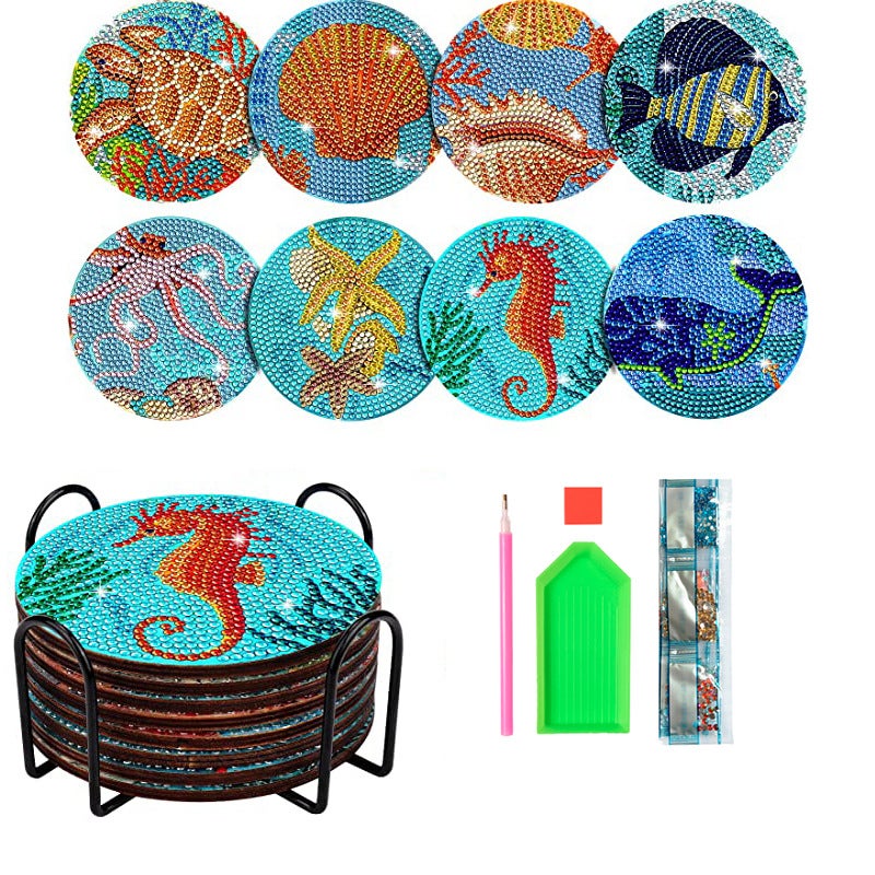 Christmas Coaster Diamond Painting Diy Round Full Diamond Wooden Placemat, While Stocks Last - Image 2