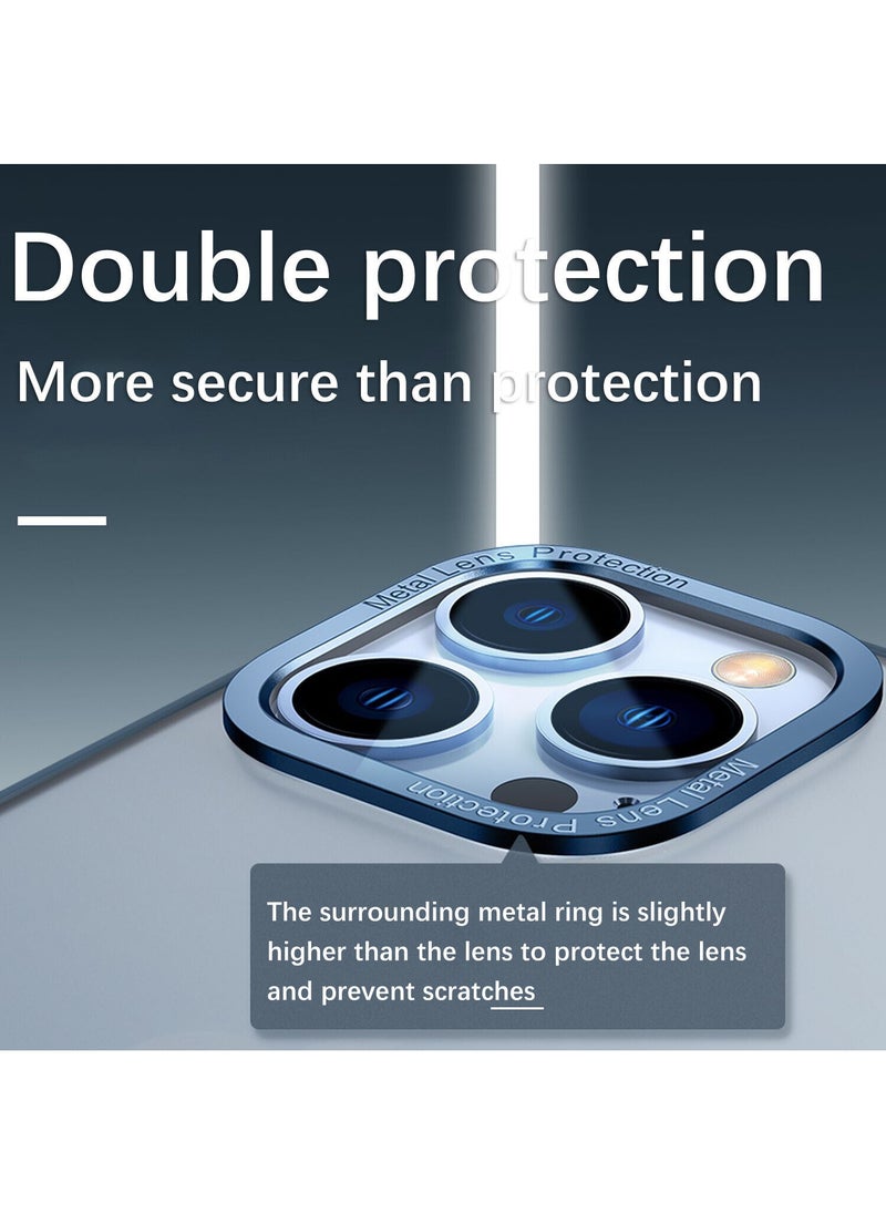 Color Fans - Magnetic Case for iPhone 13 Pro 6.1 inch Shockproof Metal Lens Frame Clear Matte Cover Blue - Image 1