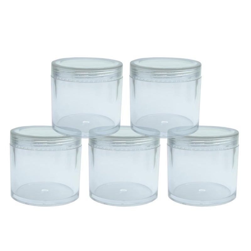 FUTURA MARKET FUTURA MARKET Acrylic Transparent Jar with Transparent Lid for Personal Care Medicine keeping Household use Beauty Products Multi Purpose 100 gm Pack of 5  - Image 1