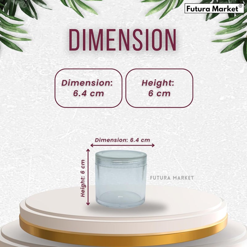 FUTURA MARKET FUTURA MARKET Acrylic Transparent Jar with Transparent Lid for Personal Care Medicine keeping Household use Beauty Products Multi Purpose 100 gm Pack of 5  - Image 4