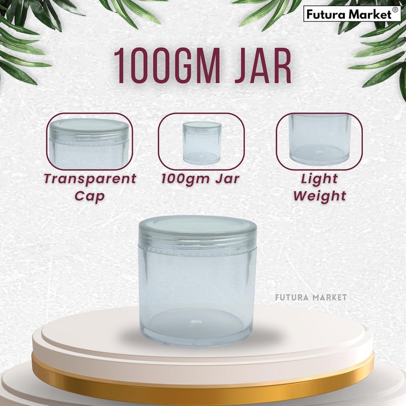 FUTURA MARKET FUTURA MARKET Acrylic Transparent Jar with Transparent Lid for Personal Care Medicine keeping Household use Beauty Products Multi Purpose 100 gm Pack of 5  - Image 2