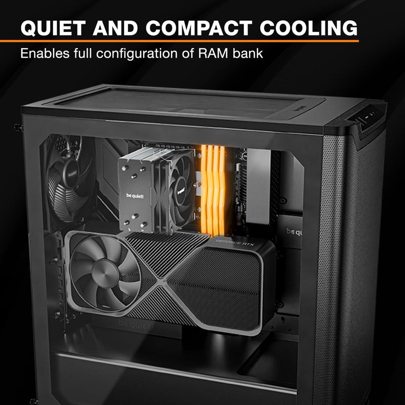 be quiet! Pure Rock Slim 3, CPU Cooler, 130 W TDP, 100 mm PWM be quiet! Fan, 3 Heatpipes, Asymmetric Design, Slim Tower - Image 2