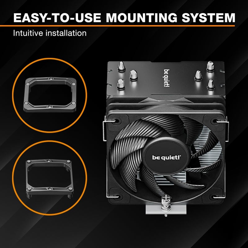 be quiet! Pure Rock Slim 3, CPU Cooler, 130 W TDP, 100 mm PWM be quiet! Fan, 3 Heatpipes, Asymmetric Design, Slim Tower - Image 4