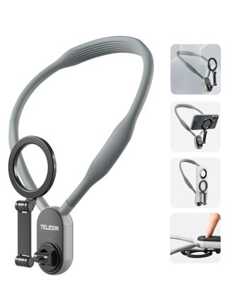 Magnetic Neck Mount for Phones, Cell Phone Holder Stand Hanging on Neck POV/Vlog Selfie Hand Free Necklace Phone Strap Video Recording for iPhone 15 14 13 12 Series Android Phones (Grey) - pzsku/Z186A2EEBE0AA721C5864Z/45/_/1707120593/31e808a7-2e59-4b4a-beba-c8004d71bf20