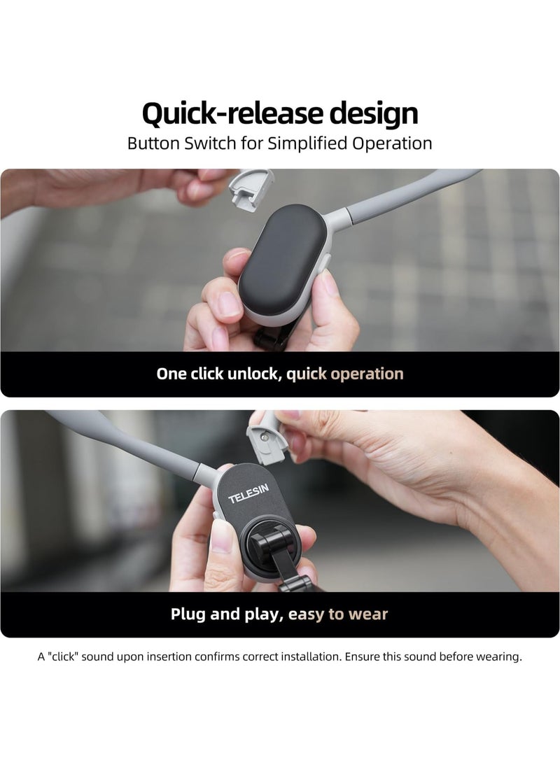TELESIN - Magnetic Neck Mount for Phones, Cell Phone Holder Stand Hanging on Neck POV/Vlog Selfie Hand Free Necklace Phone Strap Video Recording for iPhone 15 14 13 12 Series Android Phones (Grey) - Image 1