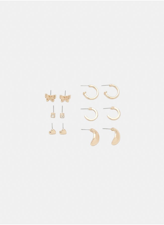 FOREVER 21 - Butterfly Stud & Hoop Earring Set - Image 1
