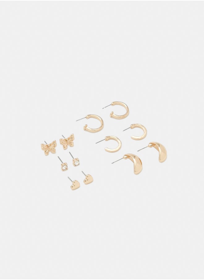 FOREVER 21 - Butterfly Stud & Hoop Earring Set - Image 1