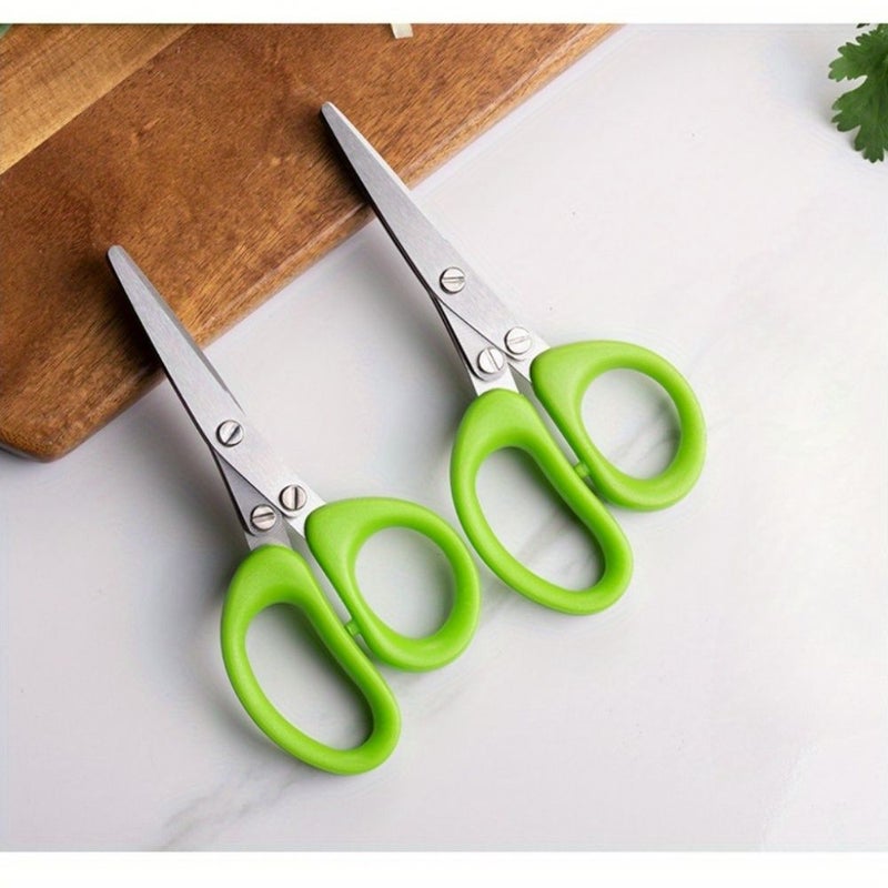 1 Piece Stainless Steel Kitchen Scissors Five Layers Of Green Multifunction Vegetable Cutter For Chopping Green Onion And Kitchen Supplies - Image 3