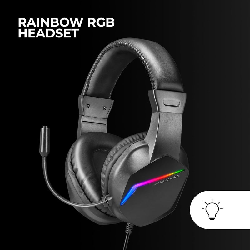 مارس_جيمنج مارس جيمنج MCP-RGB3، حزمة لوحة مفاتيح ألعاب RGB ثابتة + ماوس ألعاب RGB تدفق 3200 DPI + سماعات رأس فوق الأذن RGB + حصيرة ماوس XXL، أسود، إيطالي - Image 4