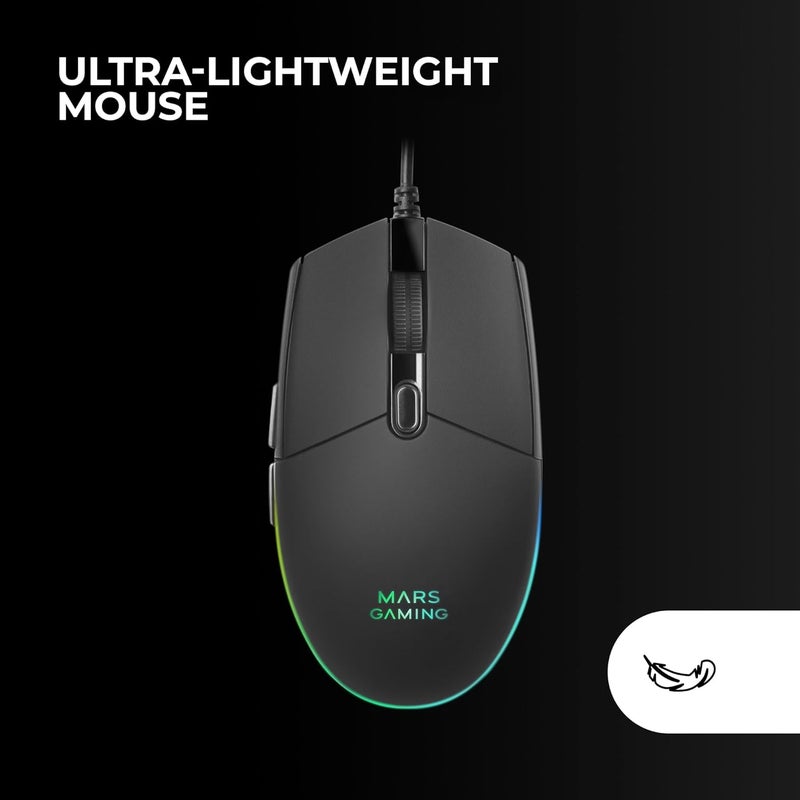 مارس_جيمنج مارس جيمنج MCP-RGB3، حزمة لوحة مفاتيح ألعاب RGB ثابتة + ماوس ألعاب RGB تدفق 3200 DPI + سماعات رأس فوق الأذن RGB + حصيرة ماوس XXL، أسود، إيطالي - Image 3